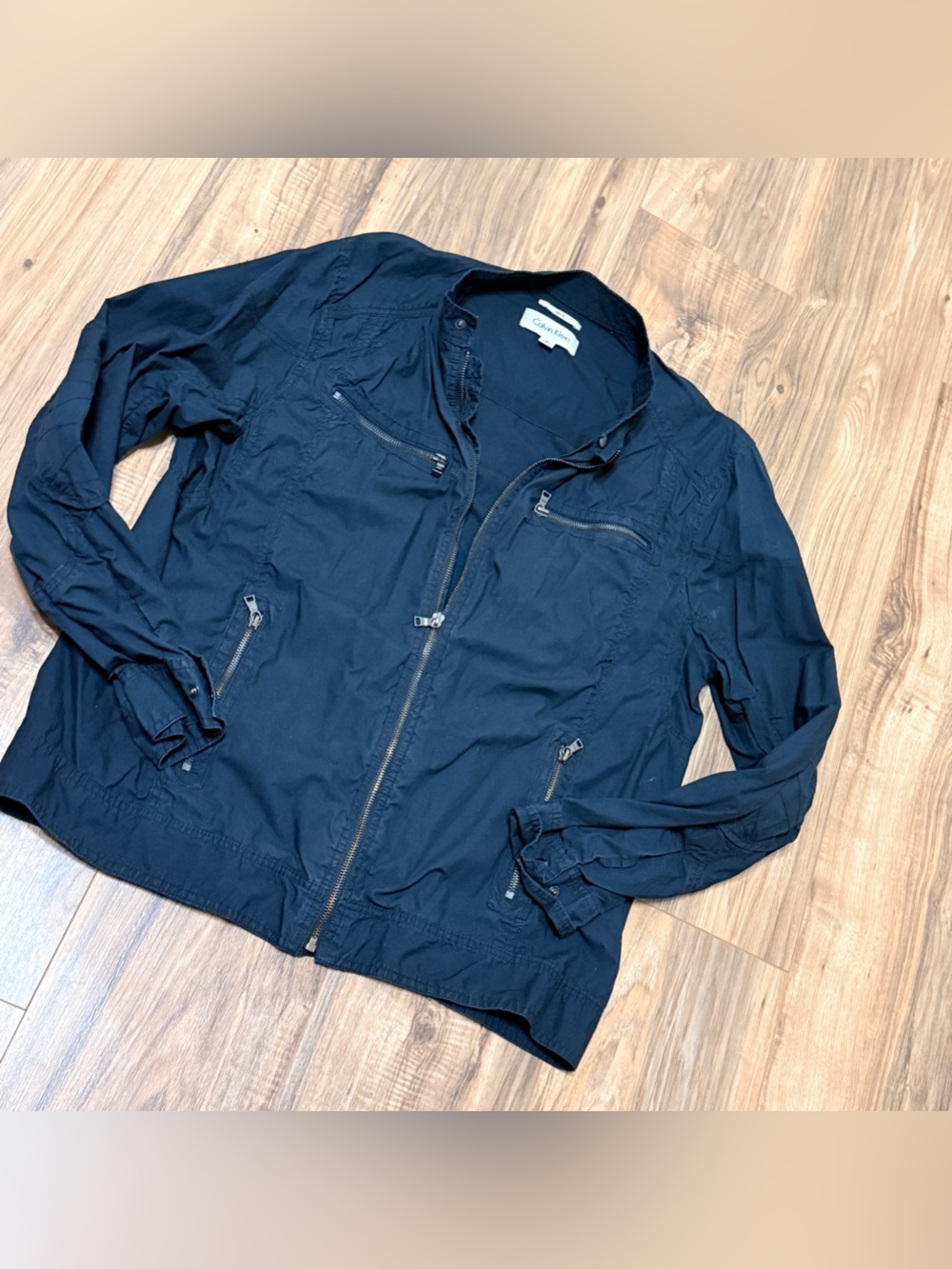 Calvin Klein Men's Navy 100% Cotton Full Zip Lightweight Jacket Size L